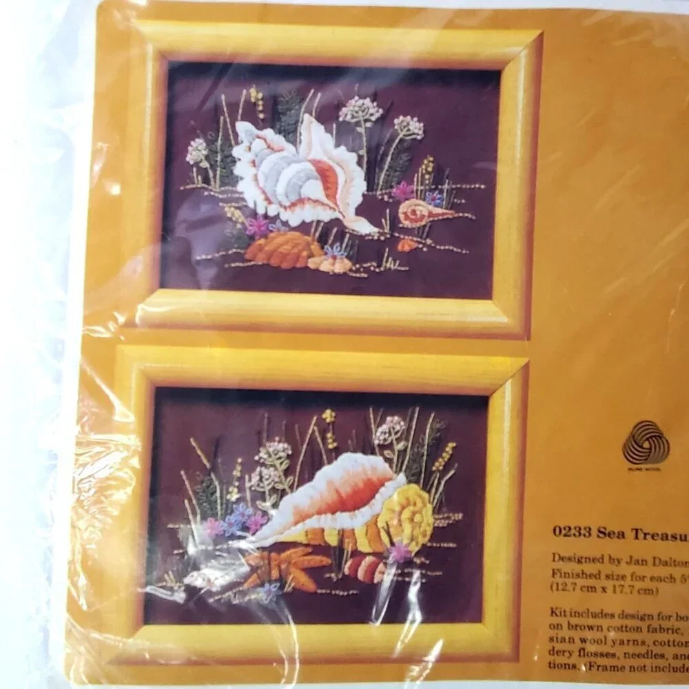 The Creative Circle 0233 Sea Treasures Vintage 1984 Crewel Sea Shells Jan Dalton